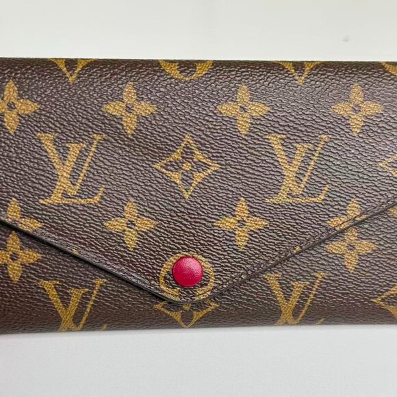 Louis Vuitton Monogram Canvas Wallet with Red Button Closure - Picture 6 of 8